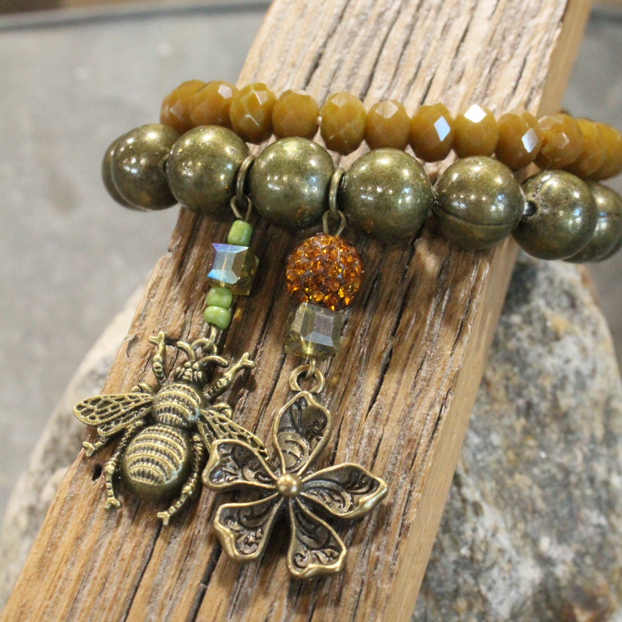 Buzzing Along Olive Bracelet Set