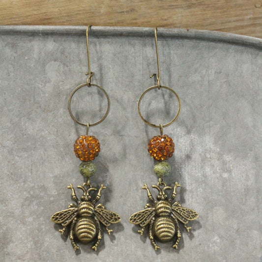 Buzzing Along Olive Dangle Earrings