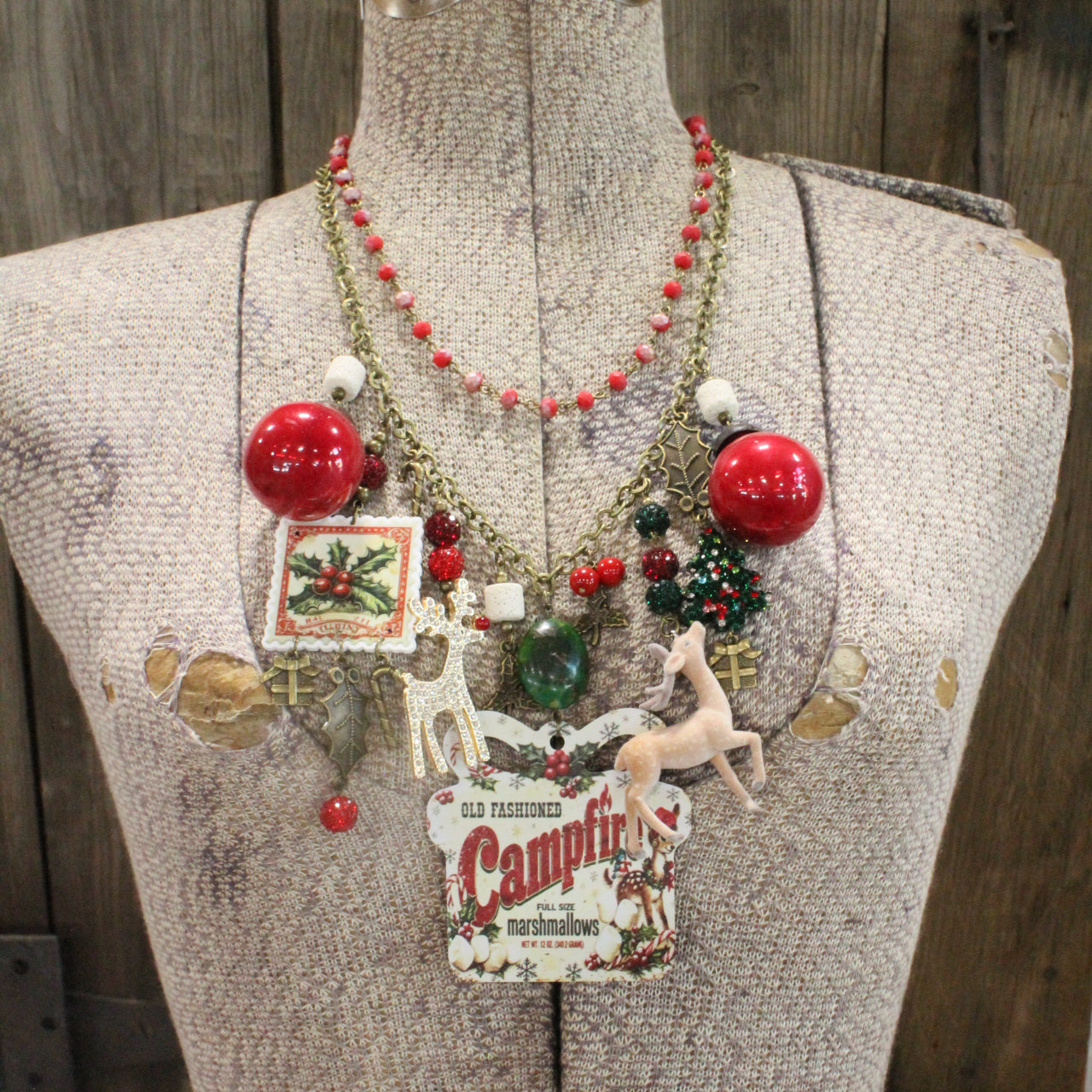 Old Fashioned Campfire Christmas Charm'd Necklace