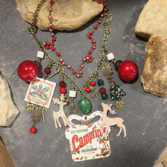 Old Fashioned Campfire Christmas Charm'd Necklace
