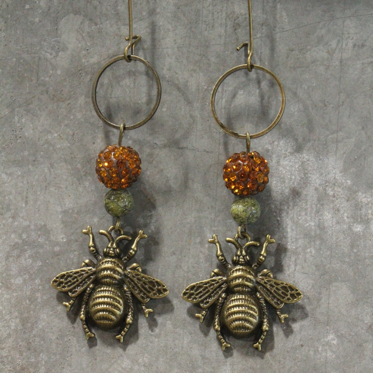Buzzing Along Olive Dangle Earrings