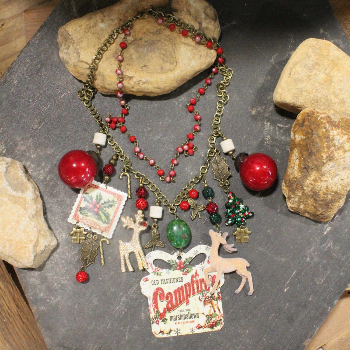 Old Fashioned Campfire Christmas Charm'd Necklace