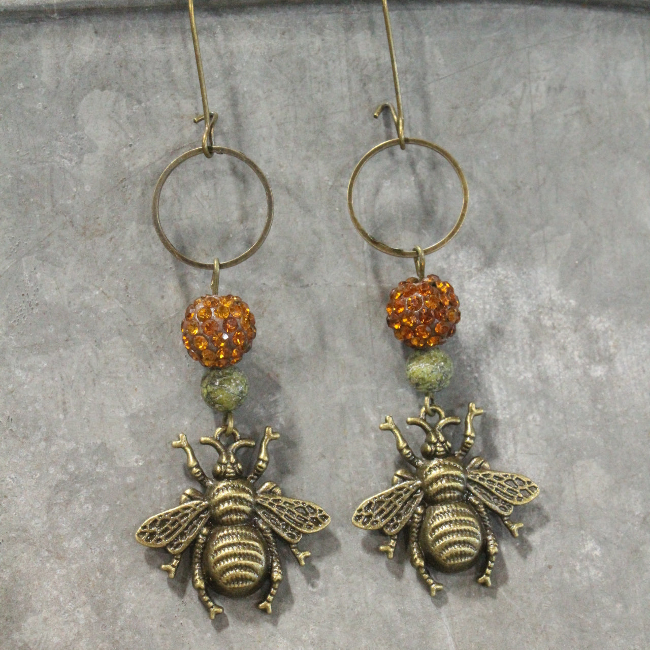Buzzing Along Olive Dangle Earrings