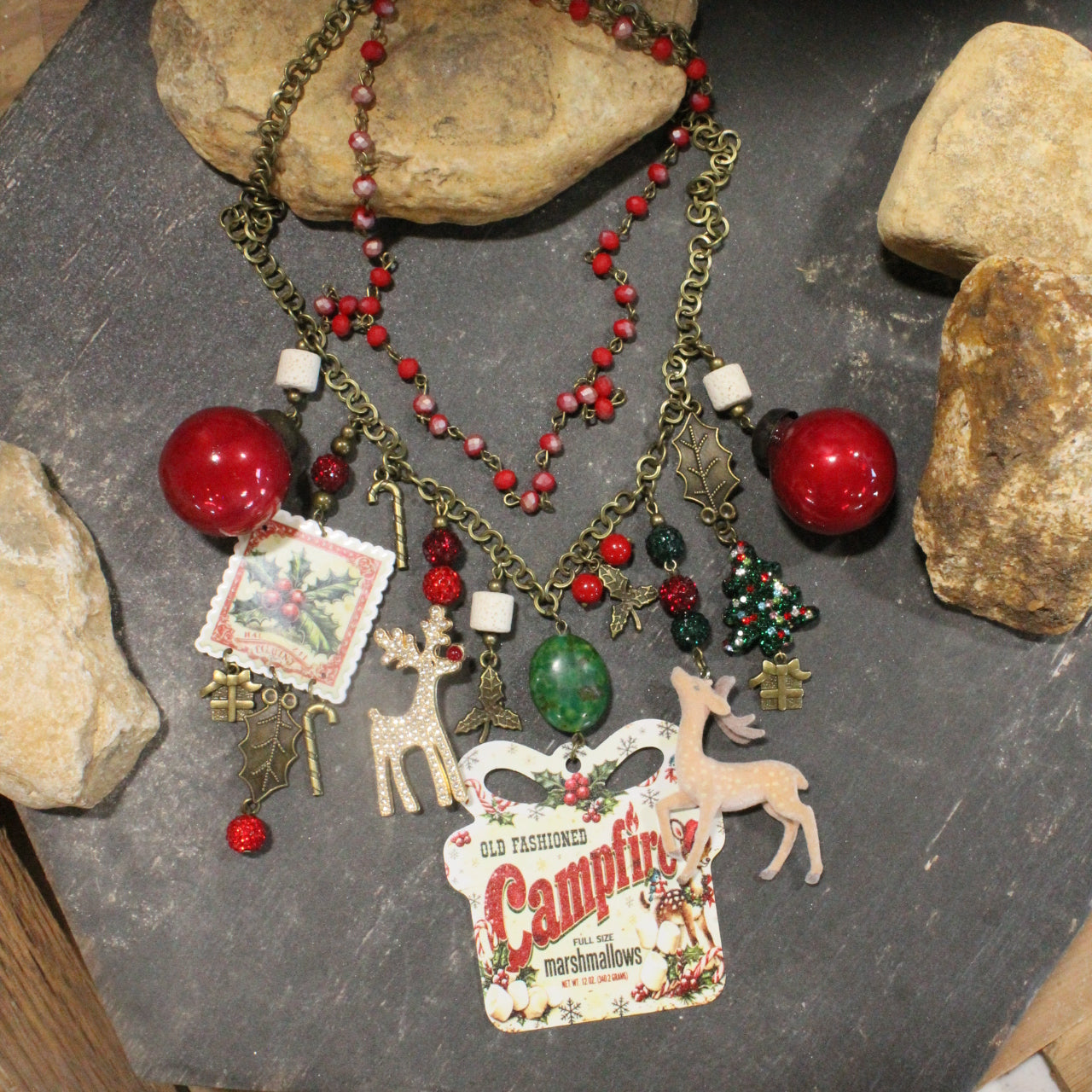 Old Fashioned Campfire Christmas Charm'd Necklace