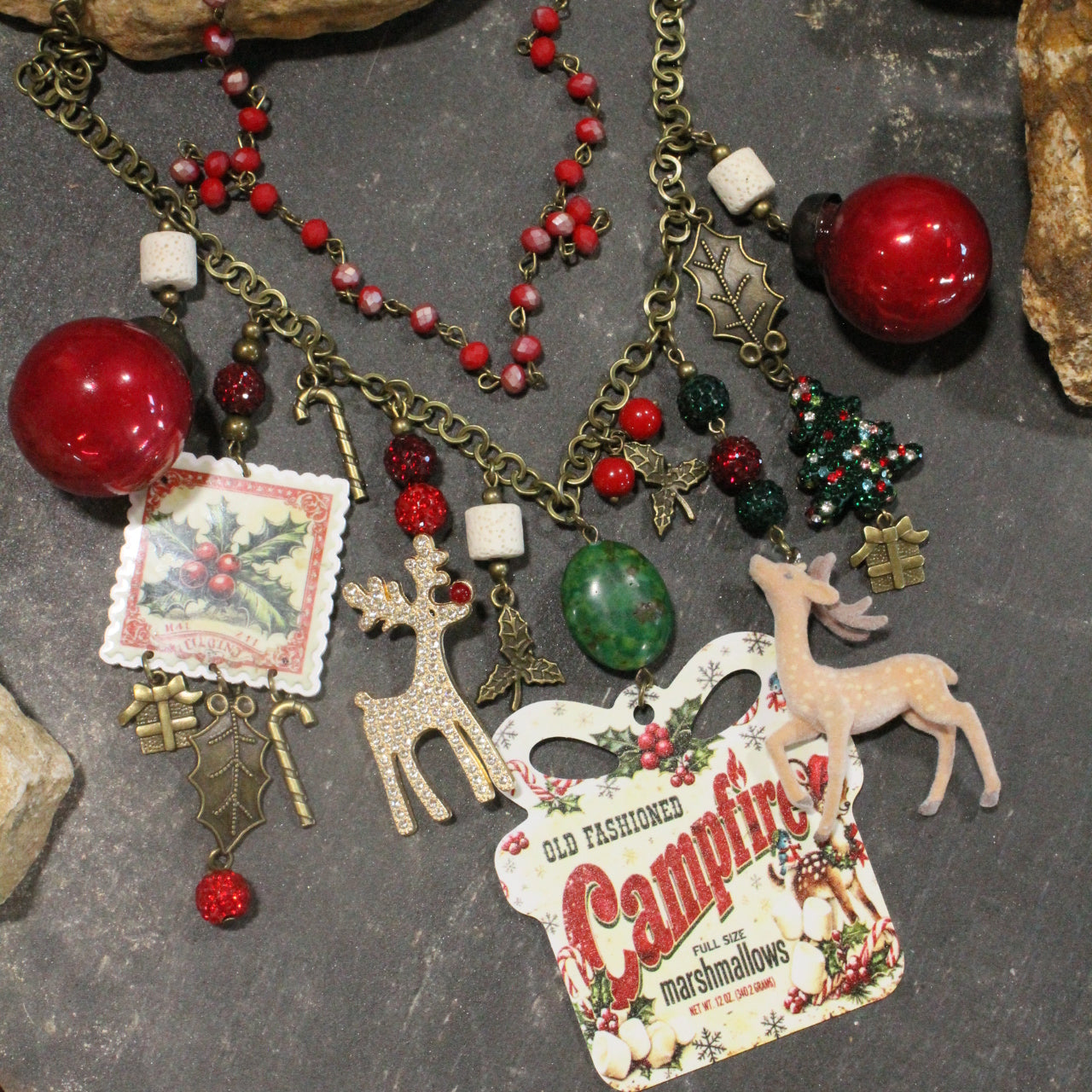 Old Fashioned Campfire Christmas Charm'd Necklace