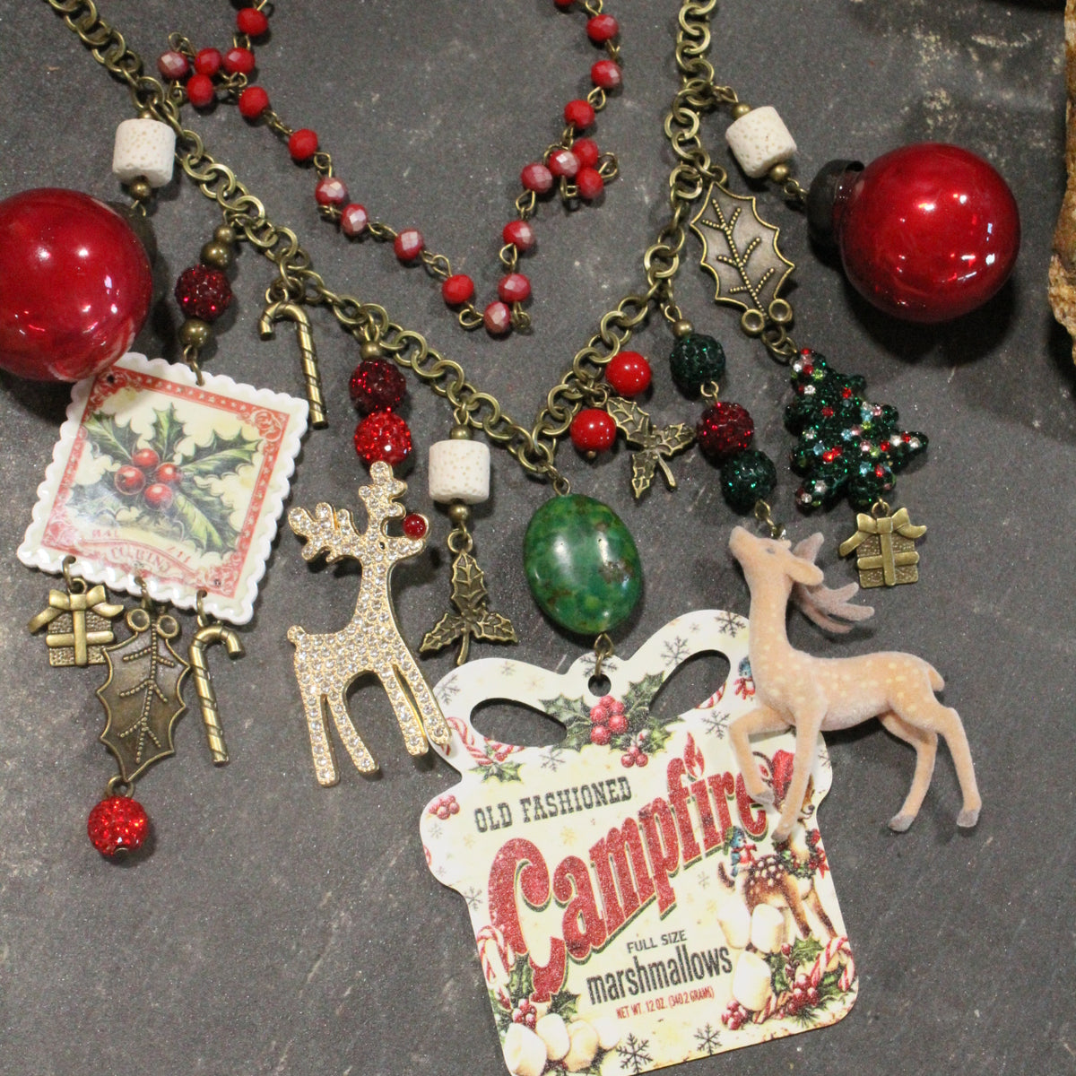 Old Fashioned Campfire Christmas Charm'd Necklace