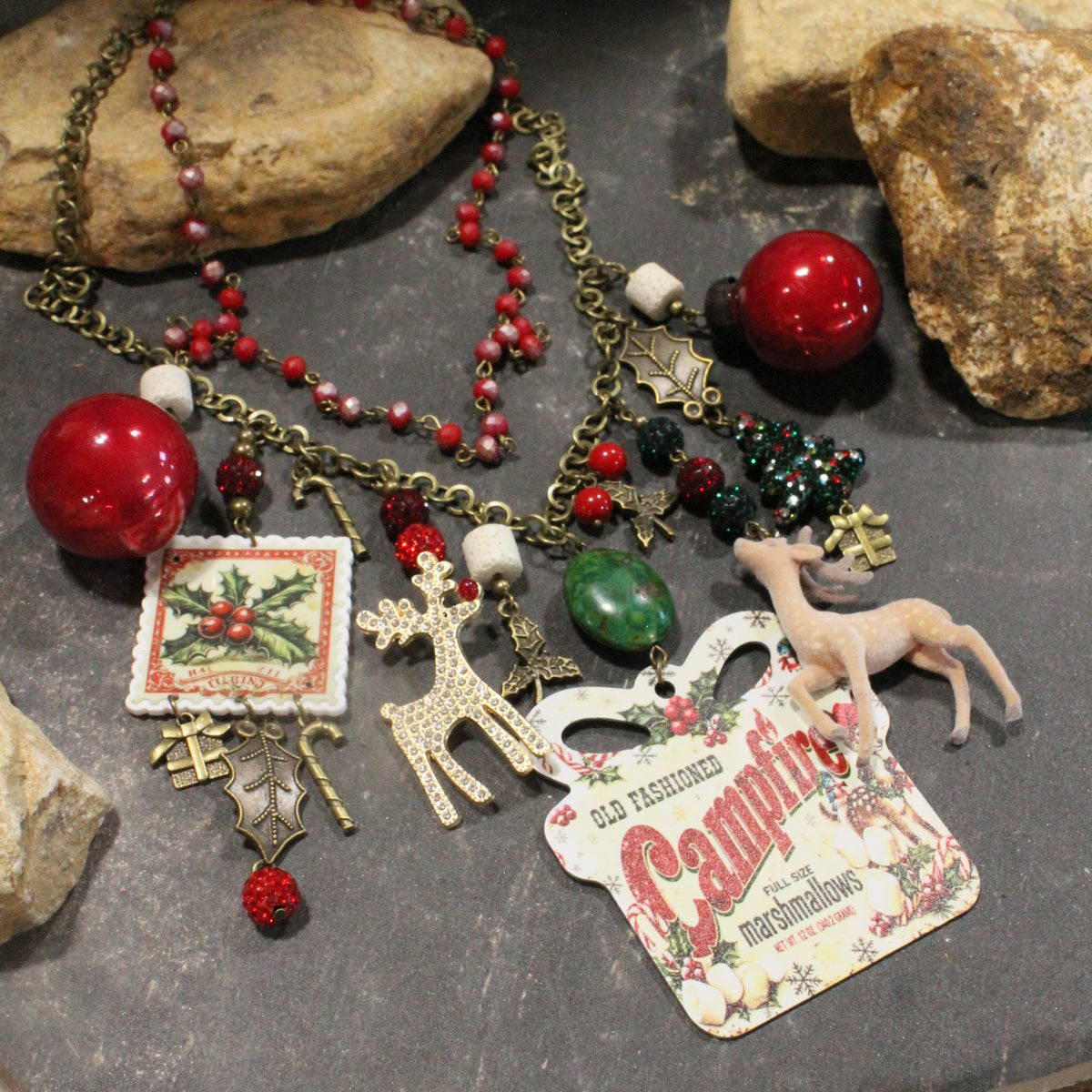 Old Fashioned Campfire Christmas Charm'd Necklace