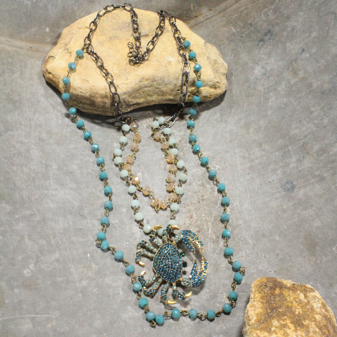 The Crab Crawl Blue Layered Necklace