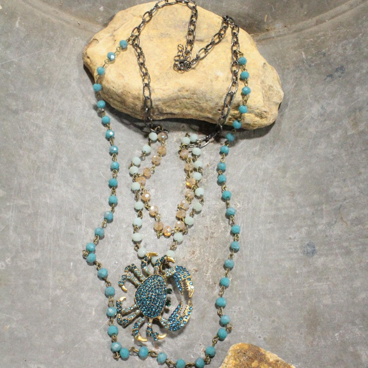 The Crab Crawl Blue Layered Necklace
