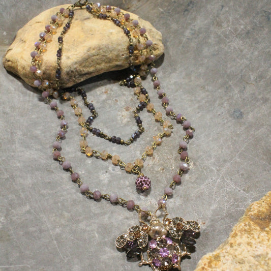 Buzzing Along Purple Layered Necklace