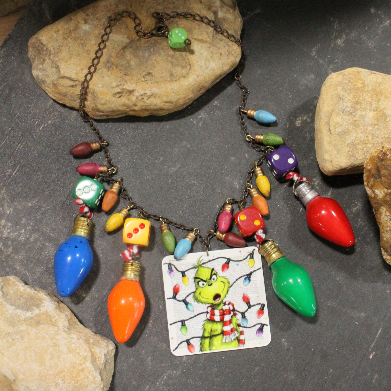 All Tangled Up In Lights... Grinch Charm'd Necklace