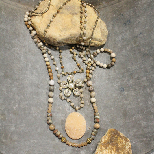 The Beauty In A Pearl Layered Flower Necklace