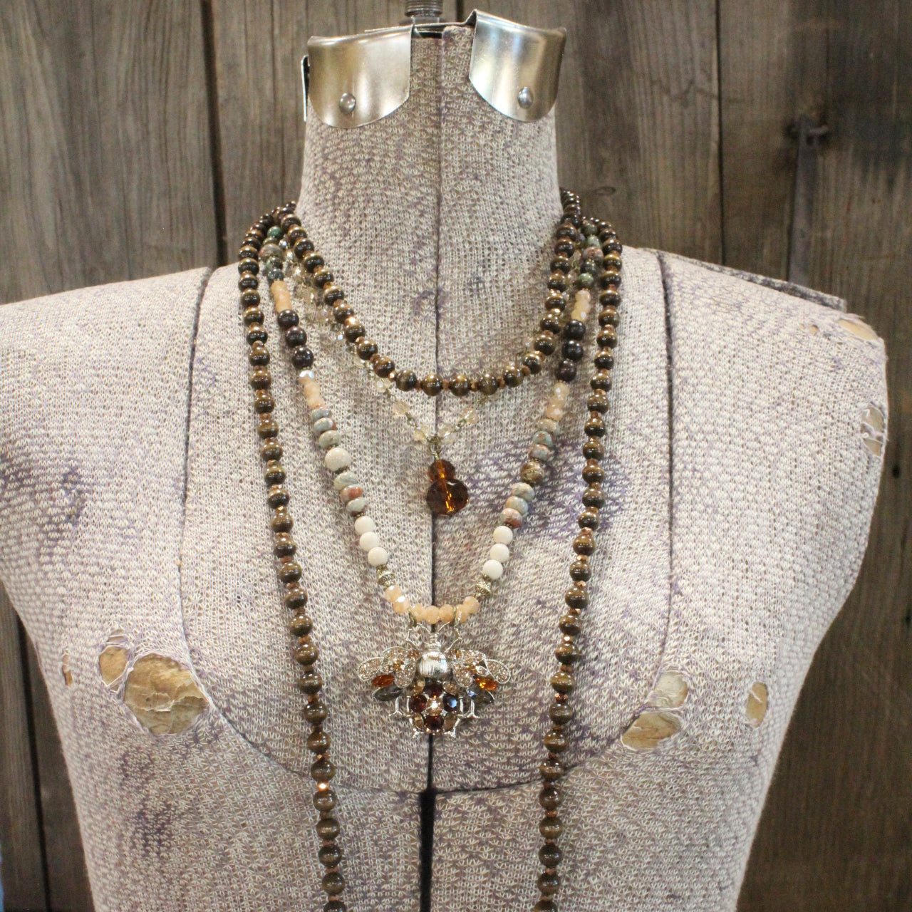 Buzzing Along Earth Tones Layered Necklace