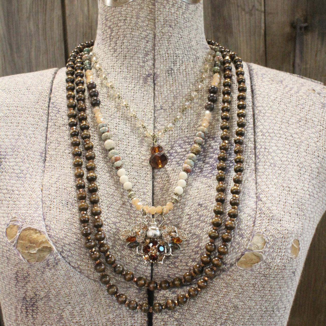 Buzzing Along Earth Tones Layered Necklace