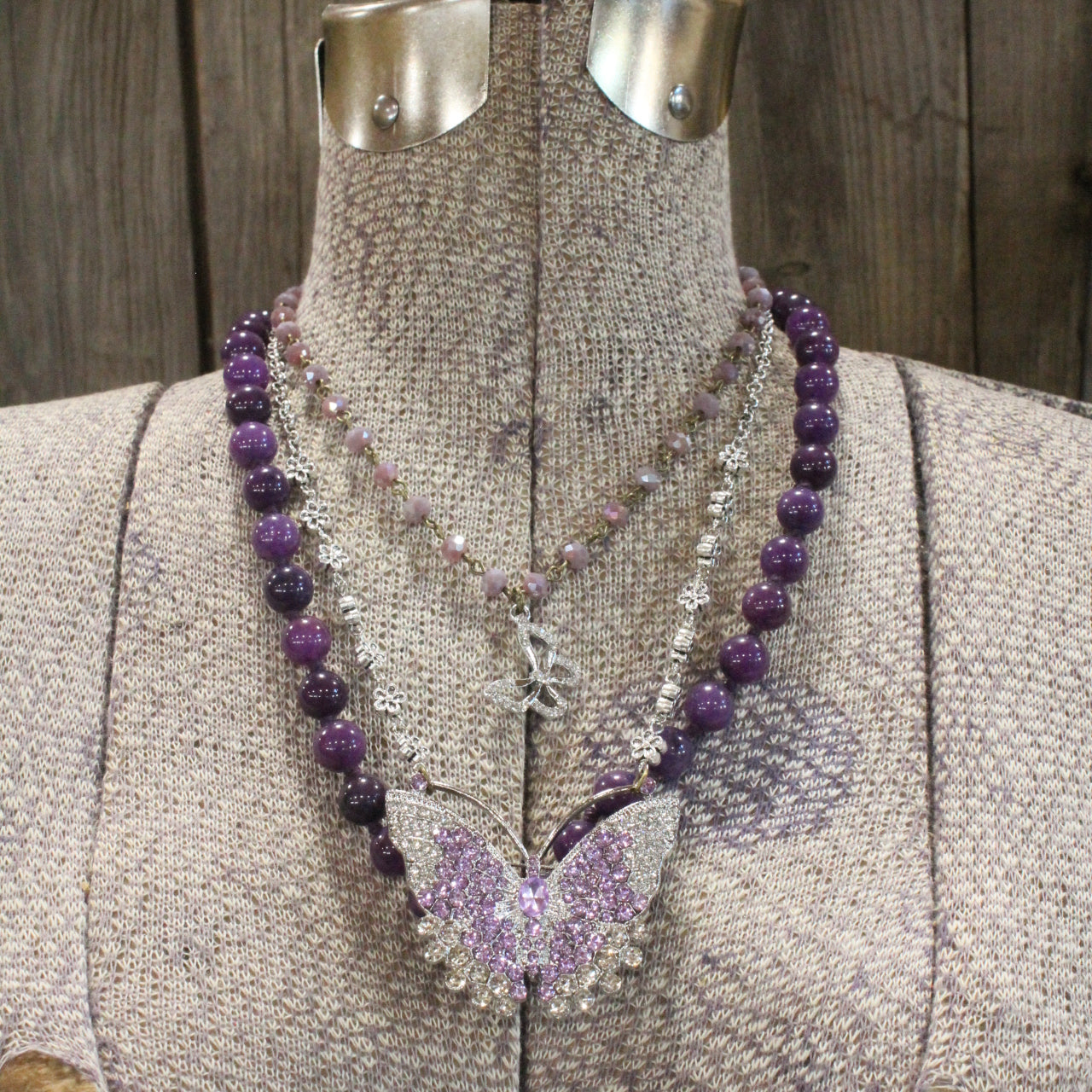 I Can Fly Purple Butterfly Layered Necklace