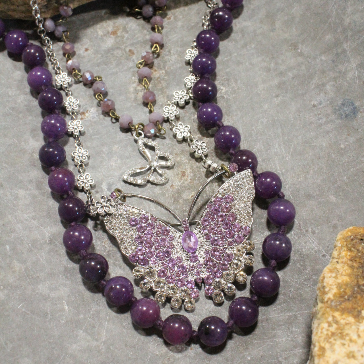 I Can Fly Purple Butterfly Layered Necklace
