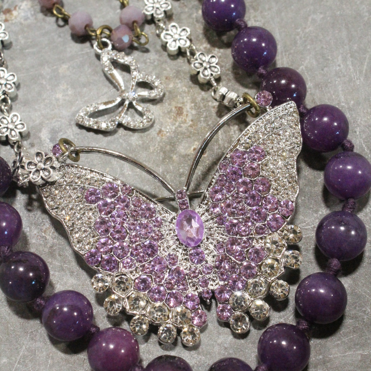 I Can Fly Purple Butterfly Layered Necklace