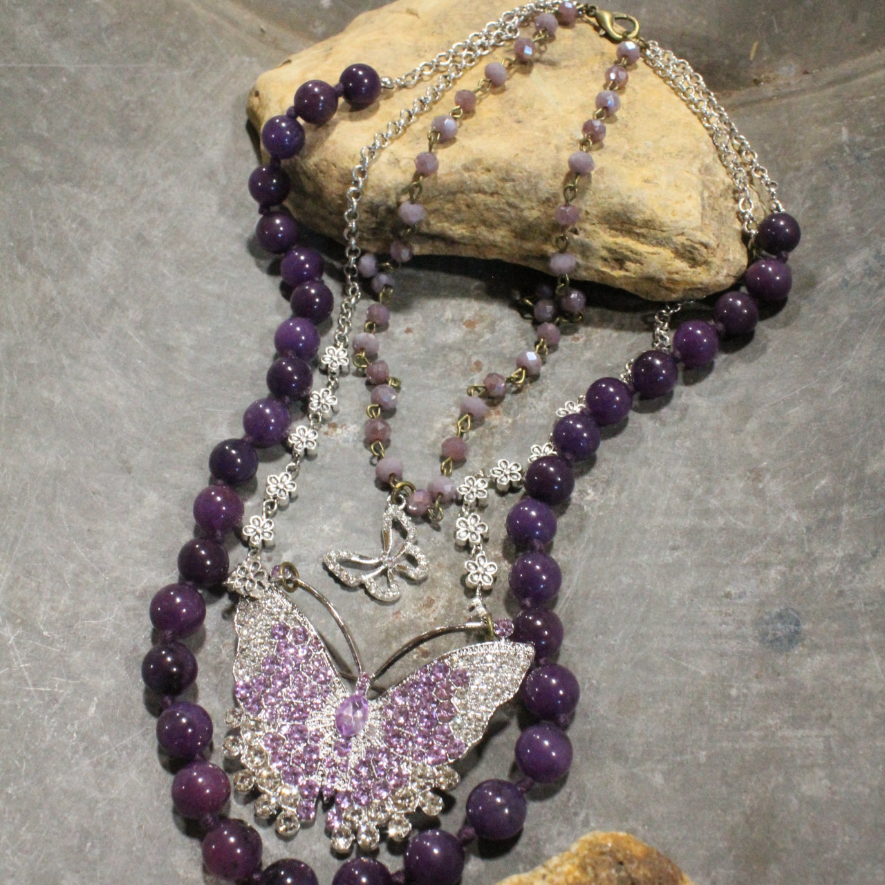 I Can Fly Purple Butterfly Layered Necklace