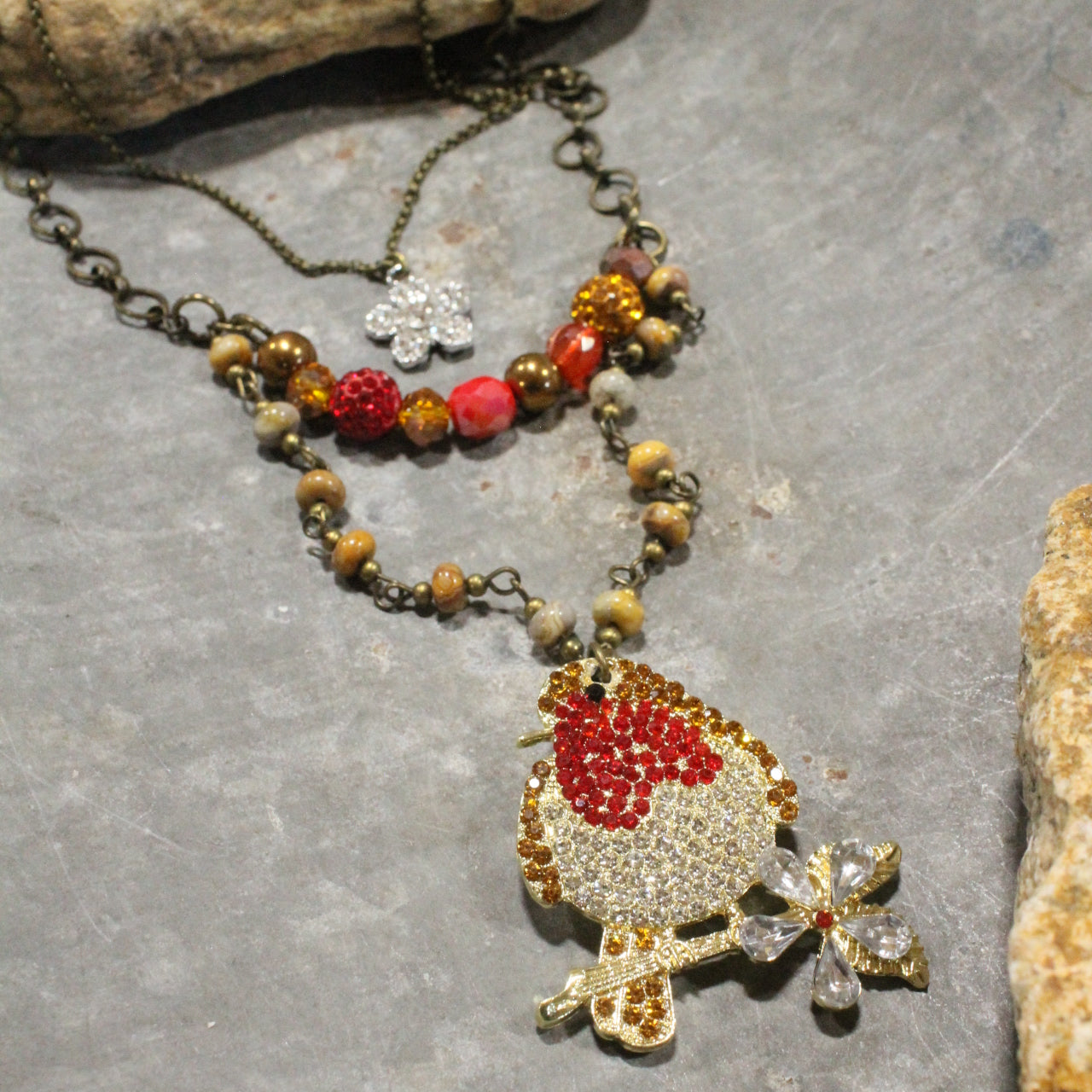 Robin Red Breast Layered Necklace