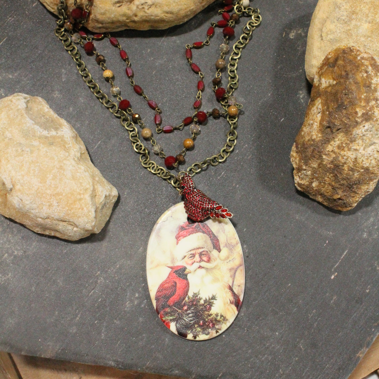 Old Father Time Christmas Charm'd Necklace