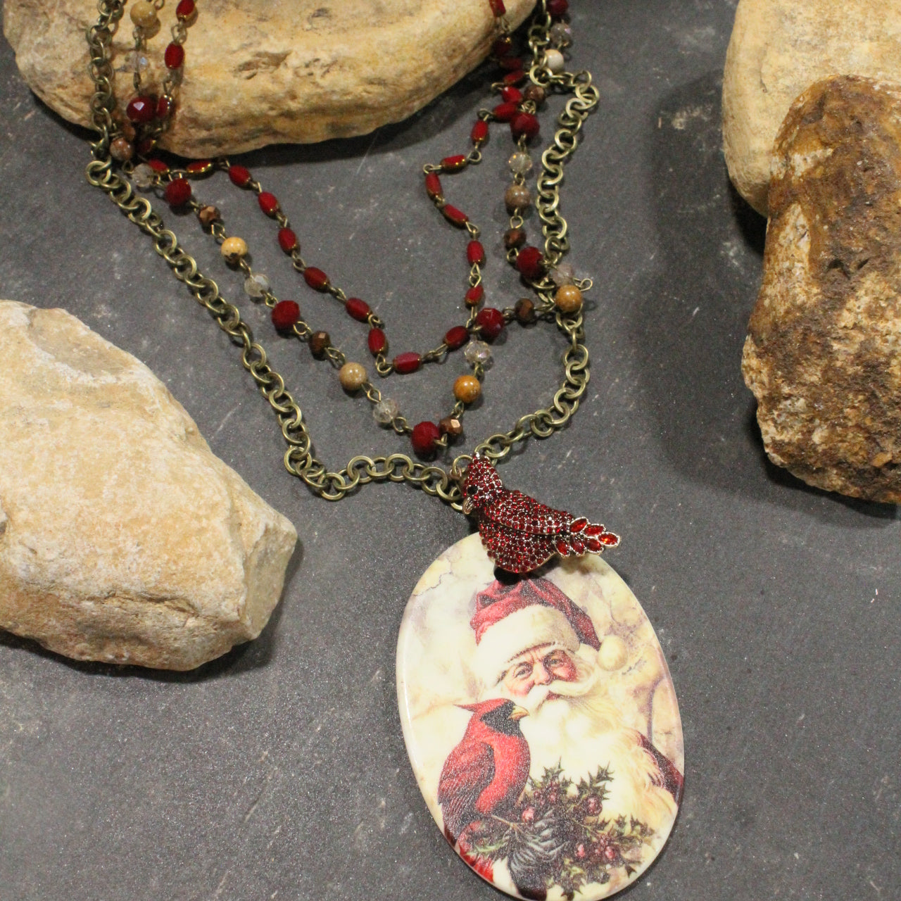 Old Father Time Christmas Charm'd Necklace