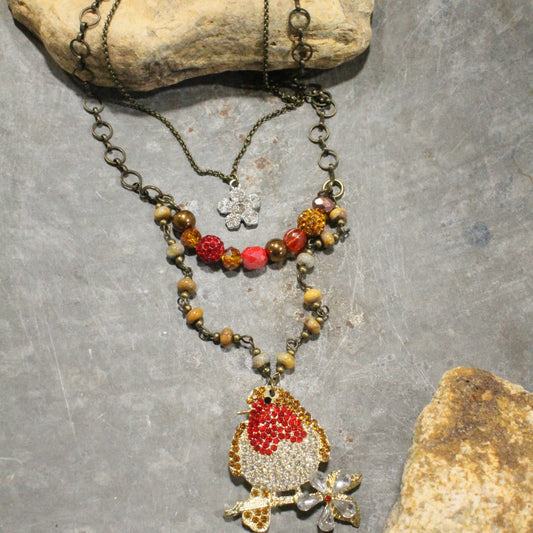 Robin Red Breast Layered Necklace
