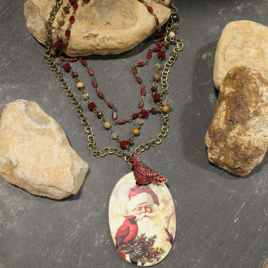 Old Father Time Christmas Charm'd Necklace
