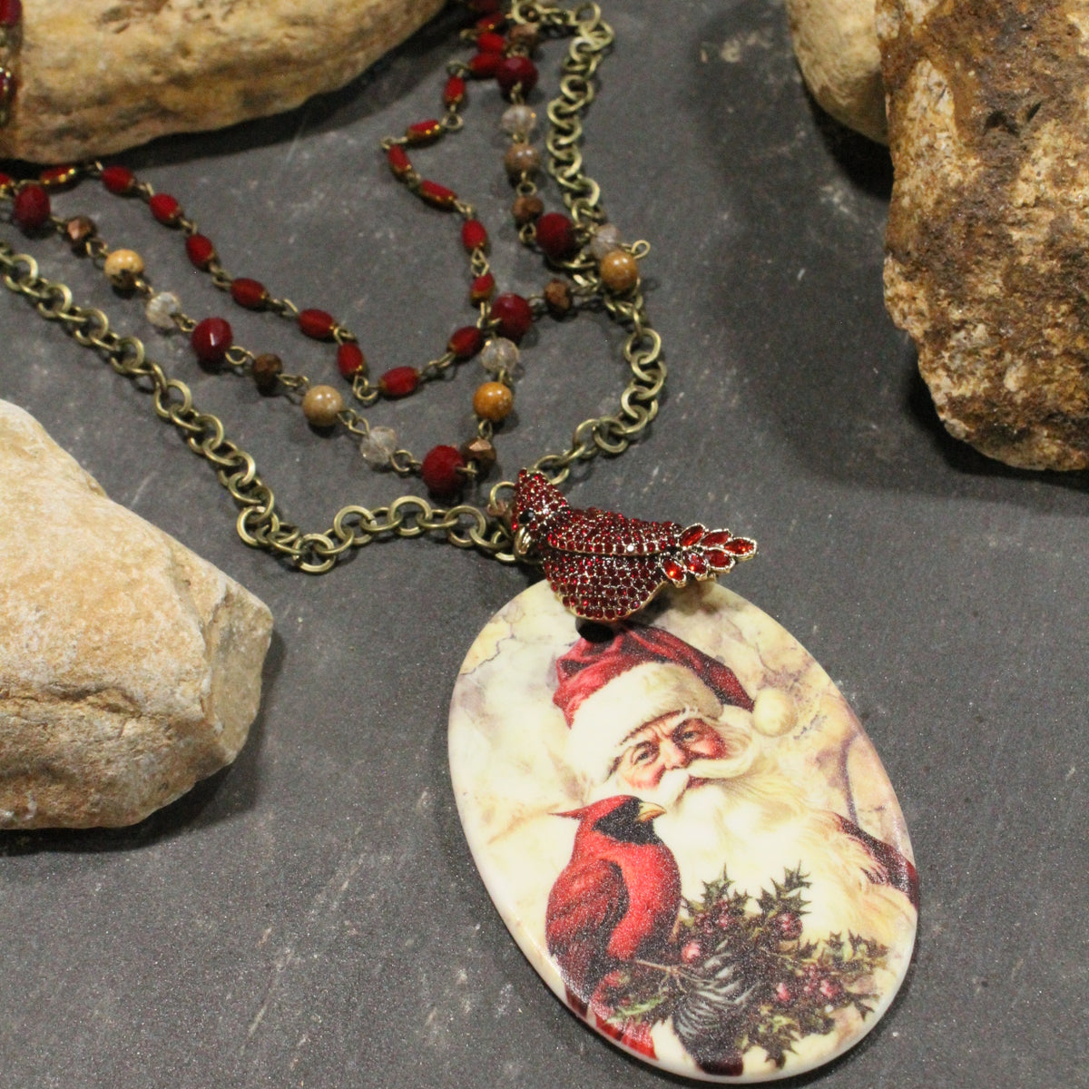 Old Father Time Christmas Charm'd Necklace