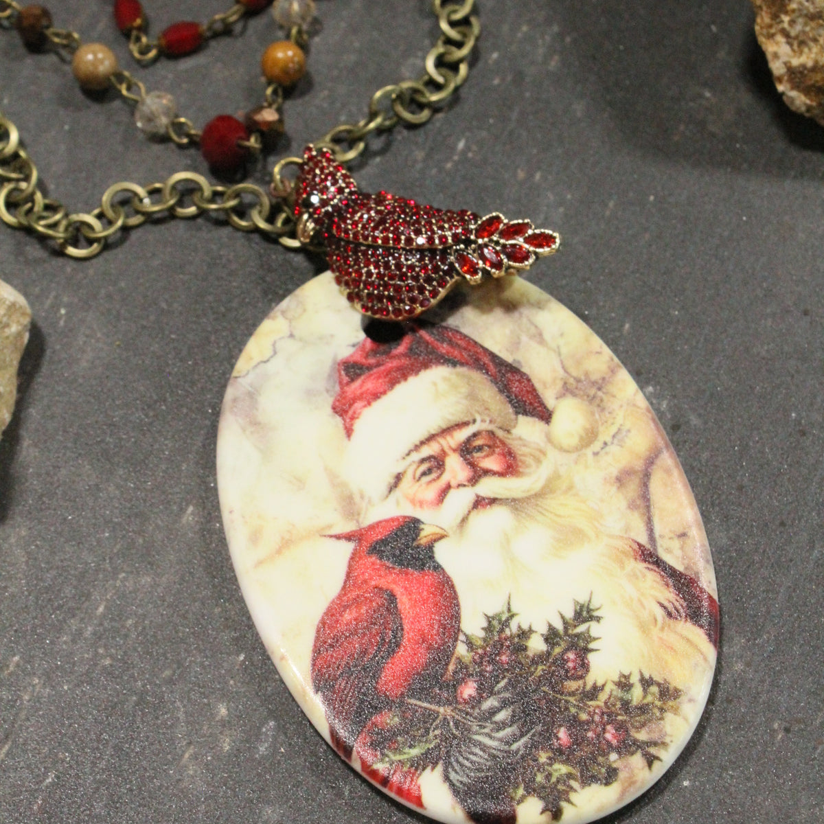 Old Father Time Christmas Charm'd Necklace