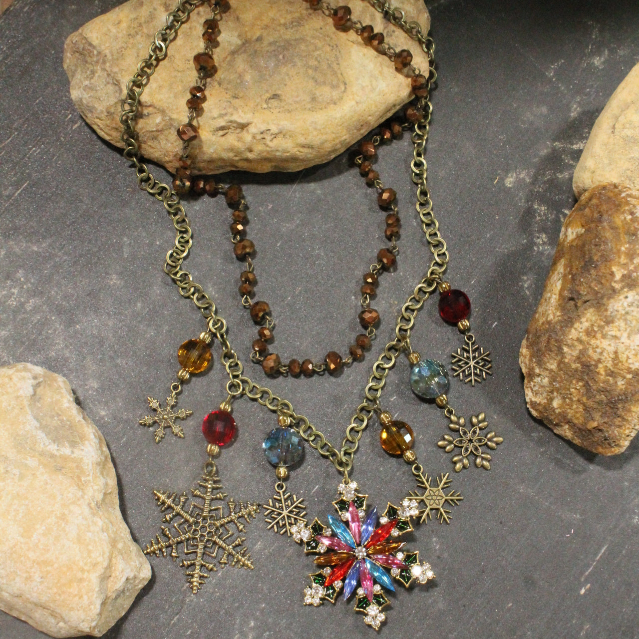 Diamonds Amongst The Snowflakes Charm'd Necklace