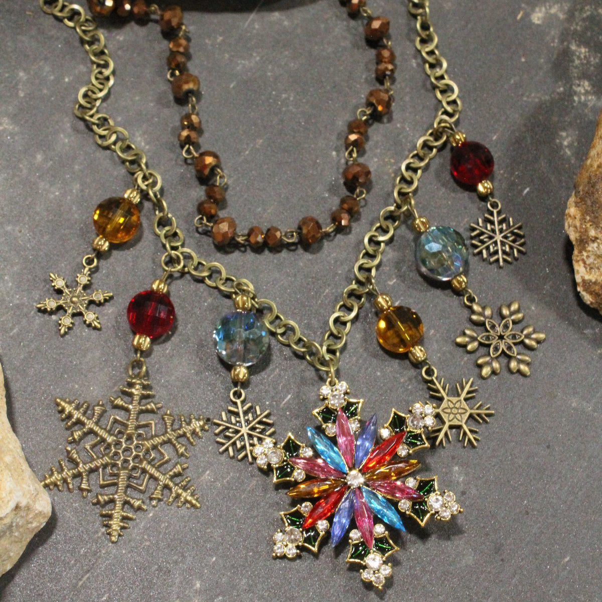Diamonds Amongst The Snowflakes Charm'd Necklace