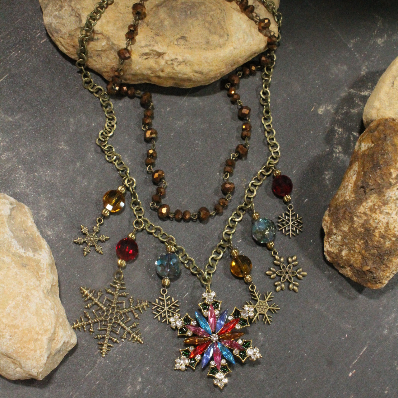 Diamonds Amongst The Snowflakes Charm'd Necklace