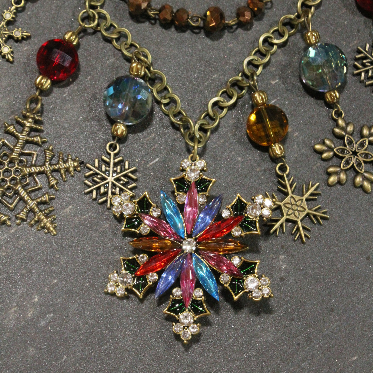 Diamonds Amongst The Snowflakes Charm'd Necklace