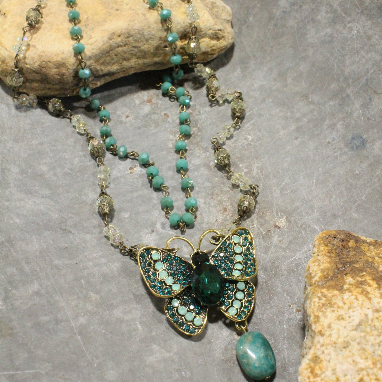 I Can Fly Jade Butterfly Layered Necklace