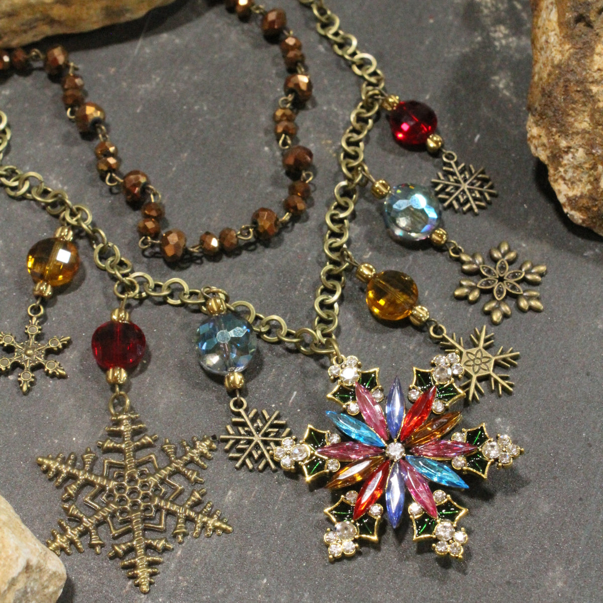 Diamonds Amongst The Snowflakes Charm'd Necklace