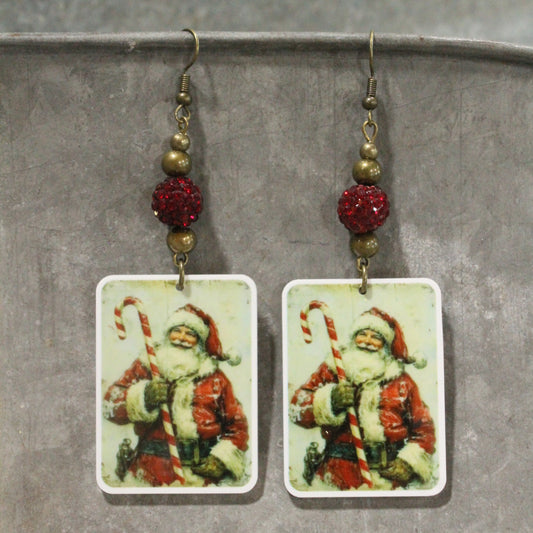 Candy Cane Santa Dangle Earrings