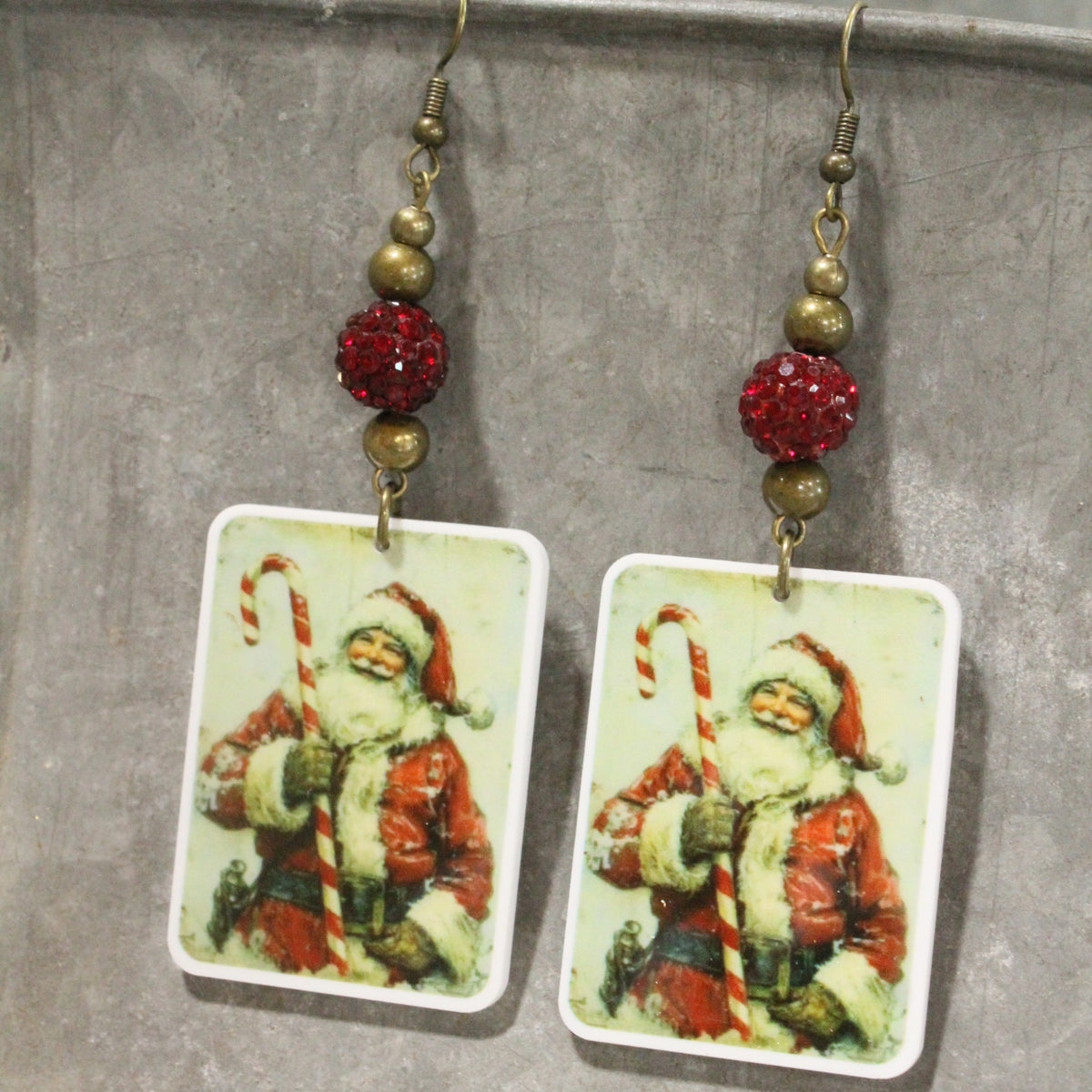 Candy Cane Santa Dangle Earrings