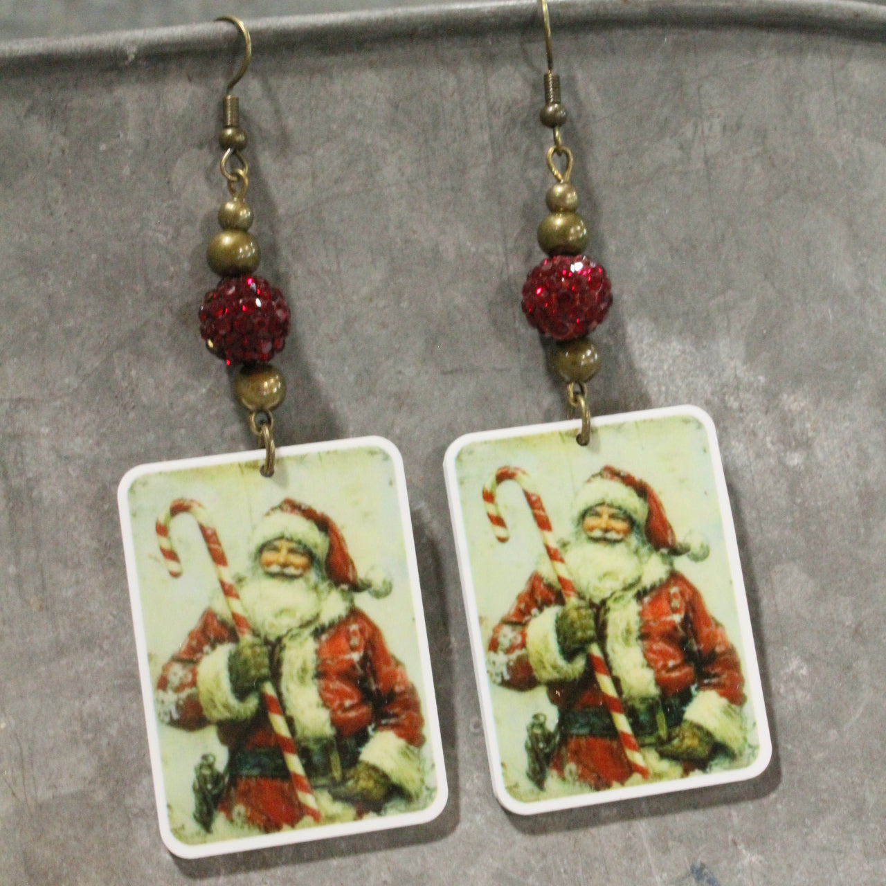 Candy Cane Santa Dangle Earrings