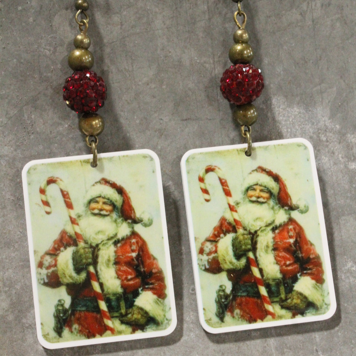 Candy Cane Santa Dangle Earrings