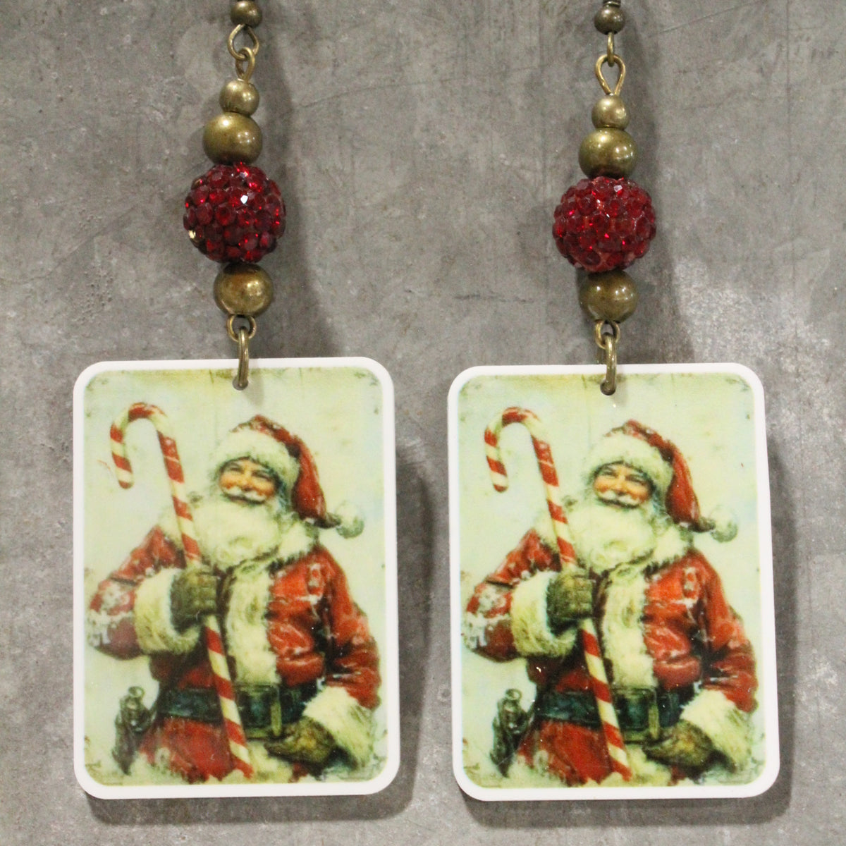 Candy Cane Santa Dangle Earrings
