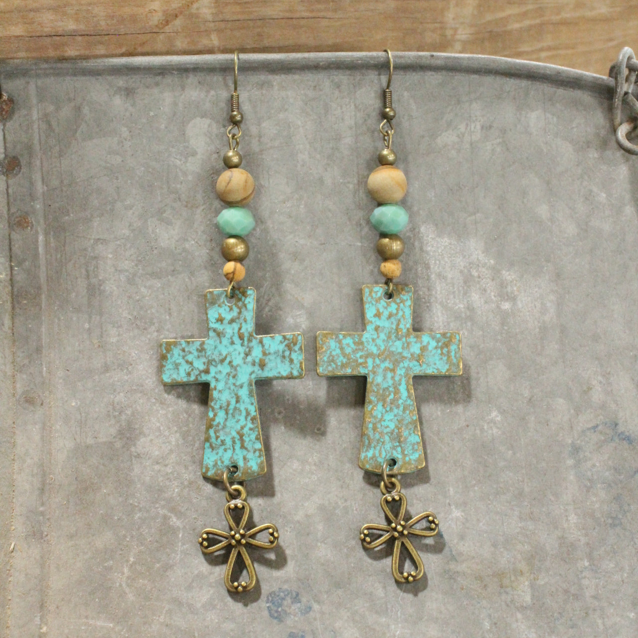 Bread Of Life Cross Dangle Drop Earrings