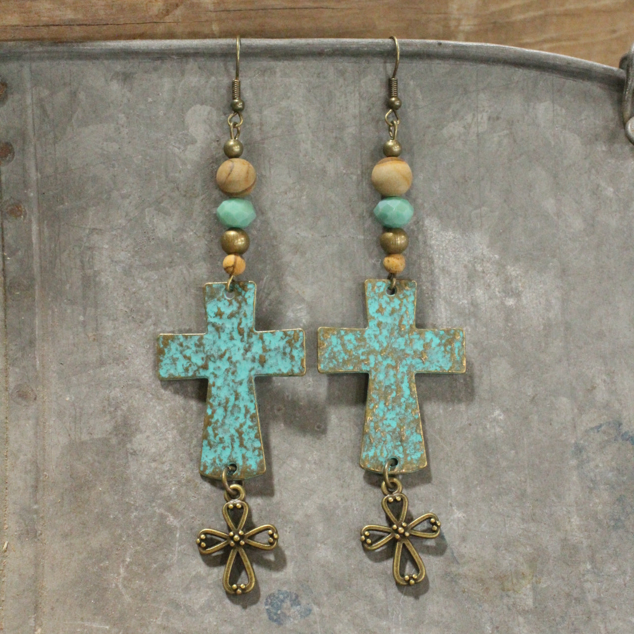 Bread Of Life Cross Dangle Drop Earrings