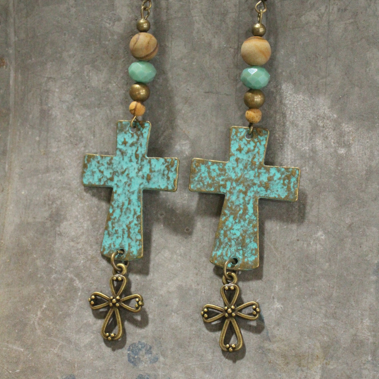 Bread Of Life Cross Dangle Drop Earrings