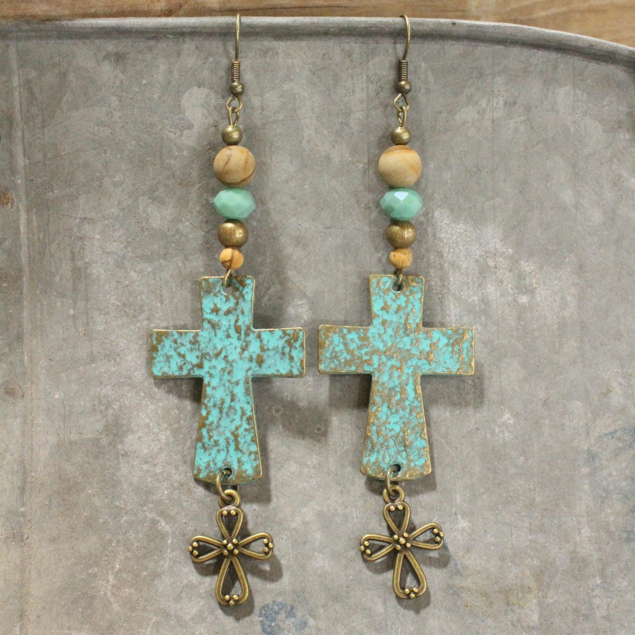 Bread Of Life Cross Dangle Drop Earrings