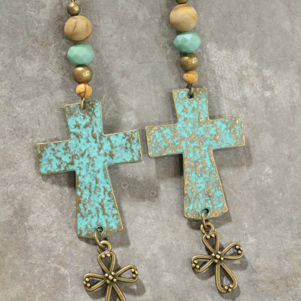 Bread Of Life Cross Dangle Drop Earrings