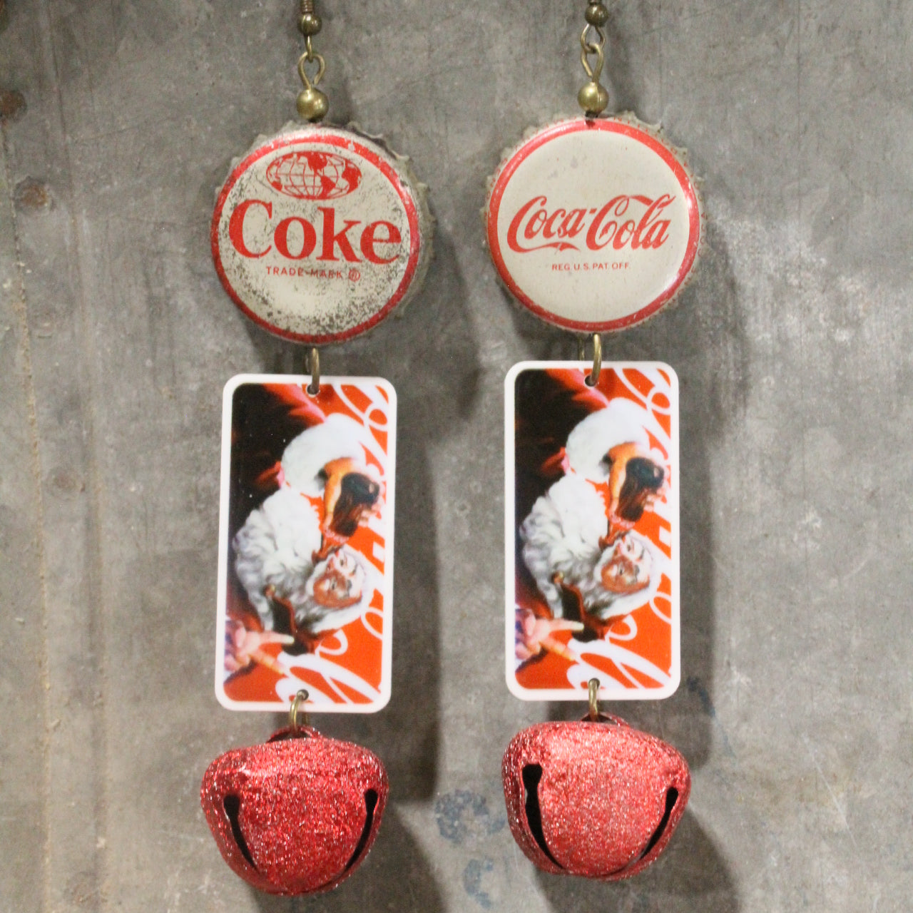 Holidays Coca Cola Style Dangle Earrings