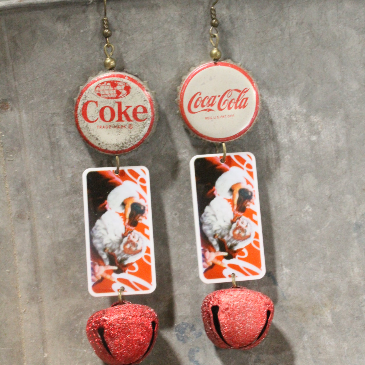 Holidays Coca Cola Style Dangle Earrings