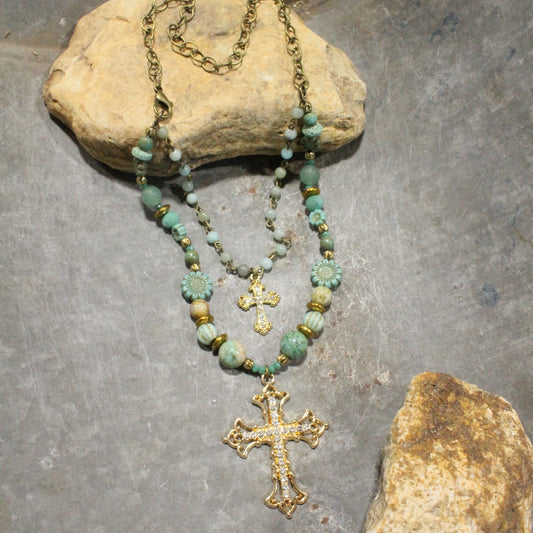 He Lives Cross Layered Necklace