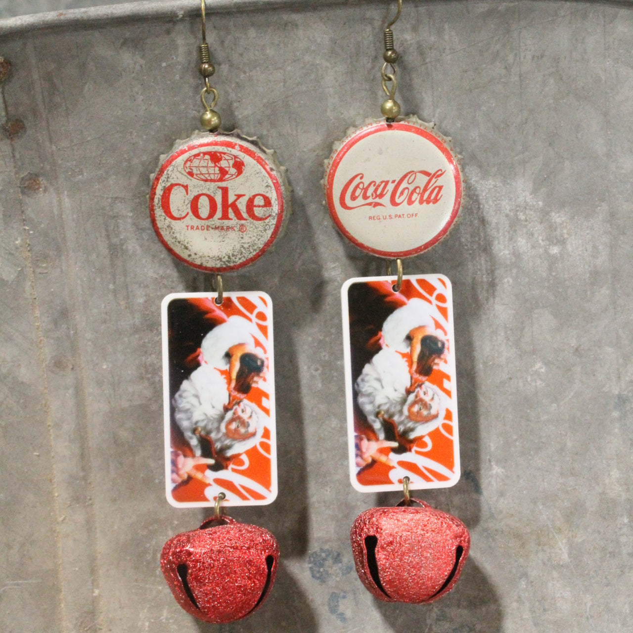 Holidays Coca Cola Style Dangle Earrings