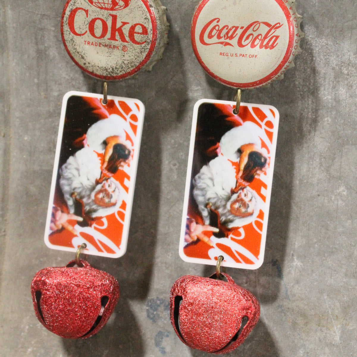 Holidays Coca Cola Style Dangle Earrings